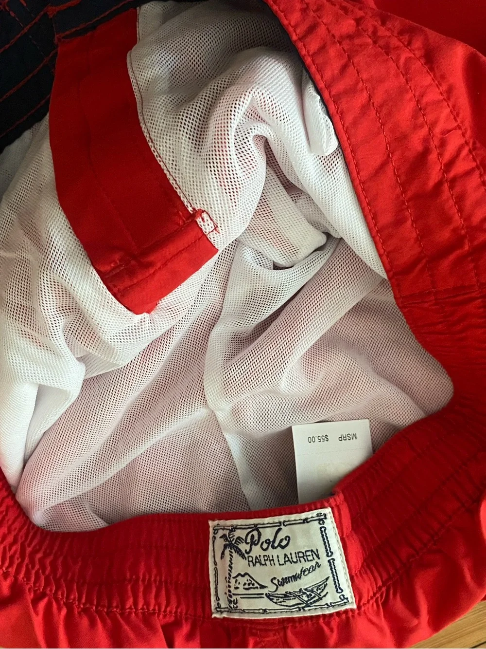 NWT Ralph Lauren Red Swim Trunk with White Mesh Lining Sz XL (18-20) Boy’s